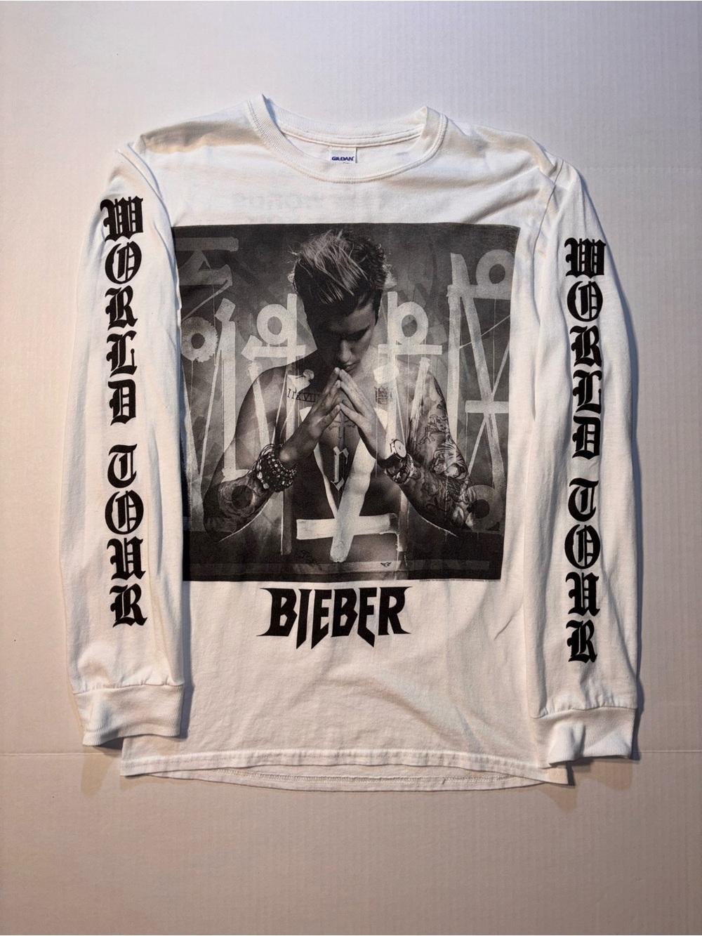 Vtg Justin Bieber Purpose World Tour Concert Merch Long Sleeve Tshirt Sz Small